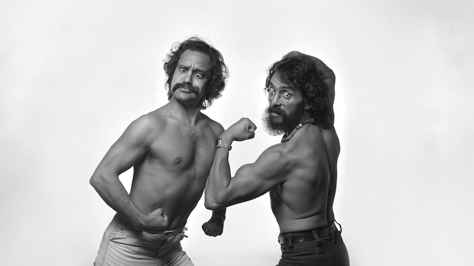 1970年代のチーチ・マリンとトミー・チョンによるモノクロの宣材写真